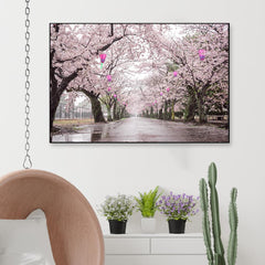 Dreamy Sakura Street Framed Wall art