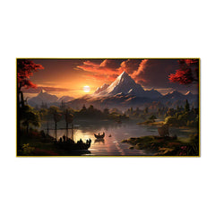 Sunrise Over the Lake Calm Waters Landscape Nature Wall Painting Clearance Sale