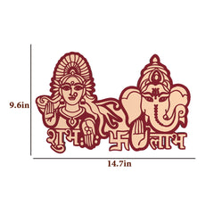 Shree Laxmi Ganesh Backlit Wall Art