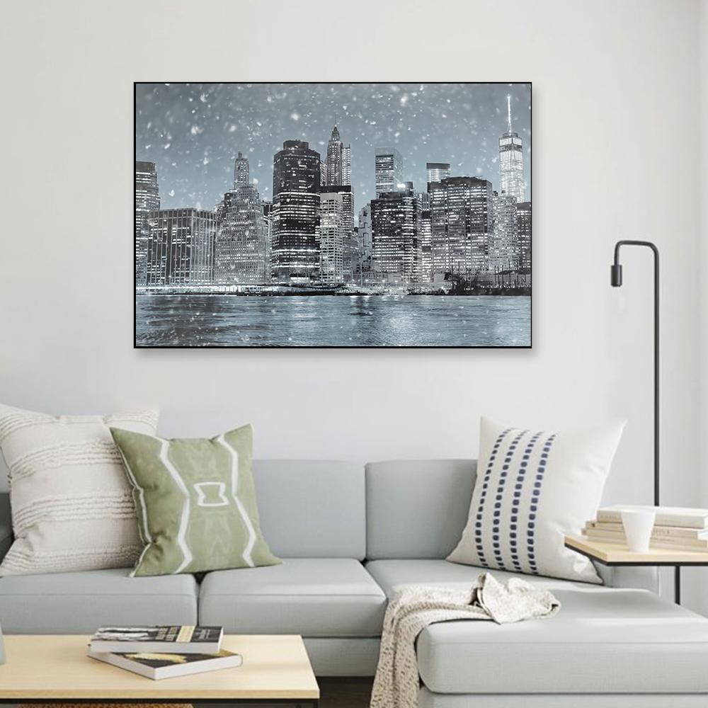 The Wintry Night Of Manhattan Framed Wall art