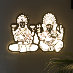 Divine Laxmi-Ganesha Backlit Wall Art