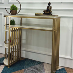 D-End 5 Tier White Marble Golden Console Table