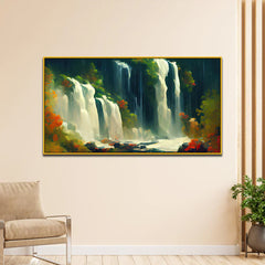 Tropical Jungle Waterfall Nature Canvas Wall Painting Clearance Sale