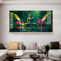 Cosmic Meditating Buddha Premium Acrylic Glass Painting