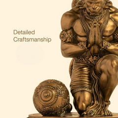 Hanuman Idol in Antique Brass Finish – Decorative Showpiece for Home & Office