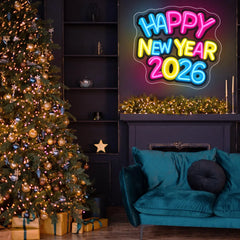2026 Happy New Year LED Neon Sign Custom Personalized Party Decor Home Wall Art & Family Festive Gift Holiday Celebration Neon Sign