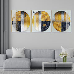 Premium Modern Abstract Painting Set |  Geometric Design (Set of 3)