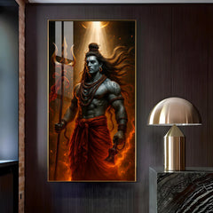 Divine Mahadev Canvas Painting with Trishul & Damru