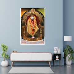 Om Sai Ram Sai Baba Canvas Wall Painting for Devotional Spaces
