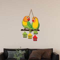 Cute Parrot Pair Wooden Wall Hanging for Home Decoration