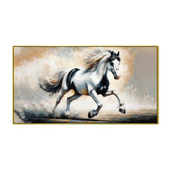Graceful Horse in Motion with Colorful Abstract Background Canvas Print Wall Art