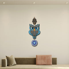 Wooden Owl Evil Eye  Nazar-Battu Wall Hanging for Wall Decor