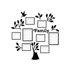 Family Tree Wooden Hangings with Picture Photo Frame Collage Set of 8