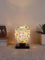 Mosaic Glass Table Lamp with wood Square Black Base (NM06)