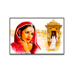 Beautiful Rajasthani Lady Dancing Pose Canvas Printed Wall Paintings & Arts