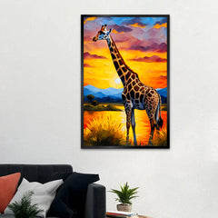 Colorful Big Giraffe Canvas Printed Wall Paintings & Arts