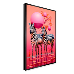 Zebra Oin The Nature Pink & Orange Canvas Printed Wall Paintings & Arts