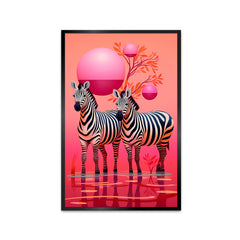 Zebra Oin The Nature Pink & Orange Canvas Printed Wall Paintings & Arts