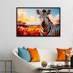 Beautiful Zebra with Nature Scenery Canvas Printed Wall Paintings & Arts