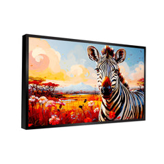 Beautiful Zebra with Nature Scenery Canvas Printed Wall Paintings & Arts