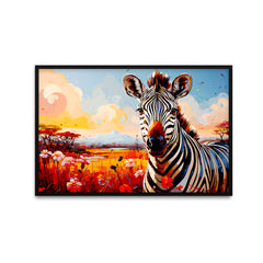 Beautiful Zebra with Nature Scenery Canvas Printed Wall Paintings & Arts