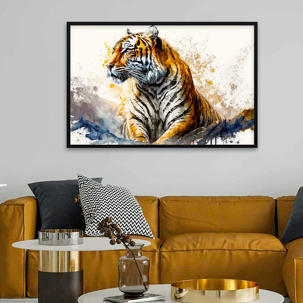 Beautiful Sitting Tiger Canvas Printed Wall Paintings & Arts