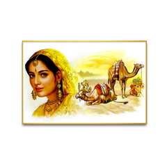 Rajasthani Stunning Lady in Desert Lady Canvas Printed Wall Paintings & Arts