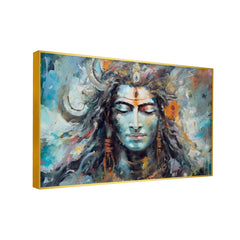Lord shiva's face with eyes closed Canvas Wall Paintings