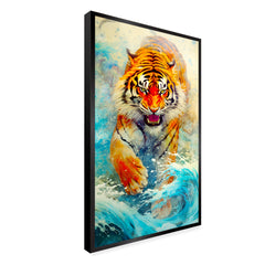 Tiger in the Water Canvas Printed Wall Paintings & Arts