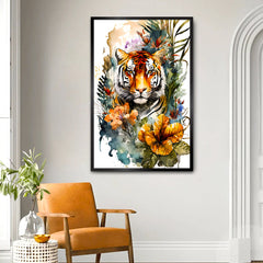 Bengal Tiger With a White Background Canvas Printed Wall Paintings & Arts