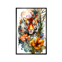 Bengal Tiger With a White Background Canvas Printed Wall Paintings & Arts