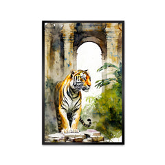 Tiger in an Abandoned Temple Canvas Printed Wall Paintings & Arts