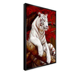 White Bengal Tiger Sitting Canvas Printed Wall Paintings & Arts