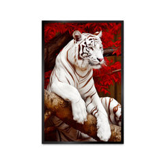 White Bengal Tiger Sitting Canvas Printed Wall Paintings & Arts