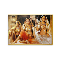 Rajasthani Traditional Indian Lying Women Canvas Printed Wall Paintings & Arts