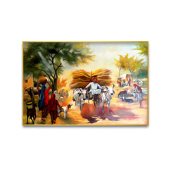 Beautiful Rajasthani Village Canvas Printed Wall Paintings & Arts