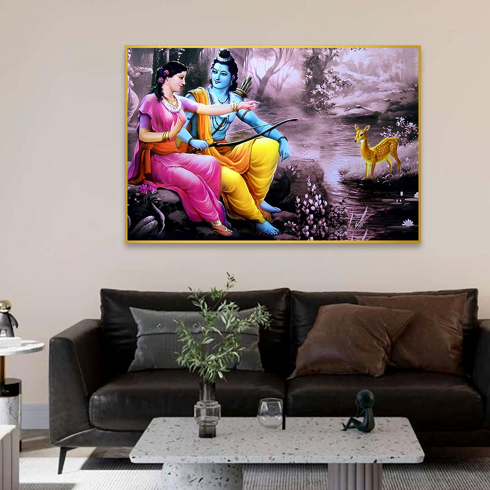 Glorious Shri Ram & Sita Showing Off Deer Wall Art & Paintings