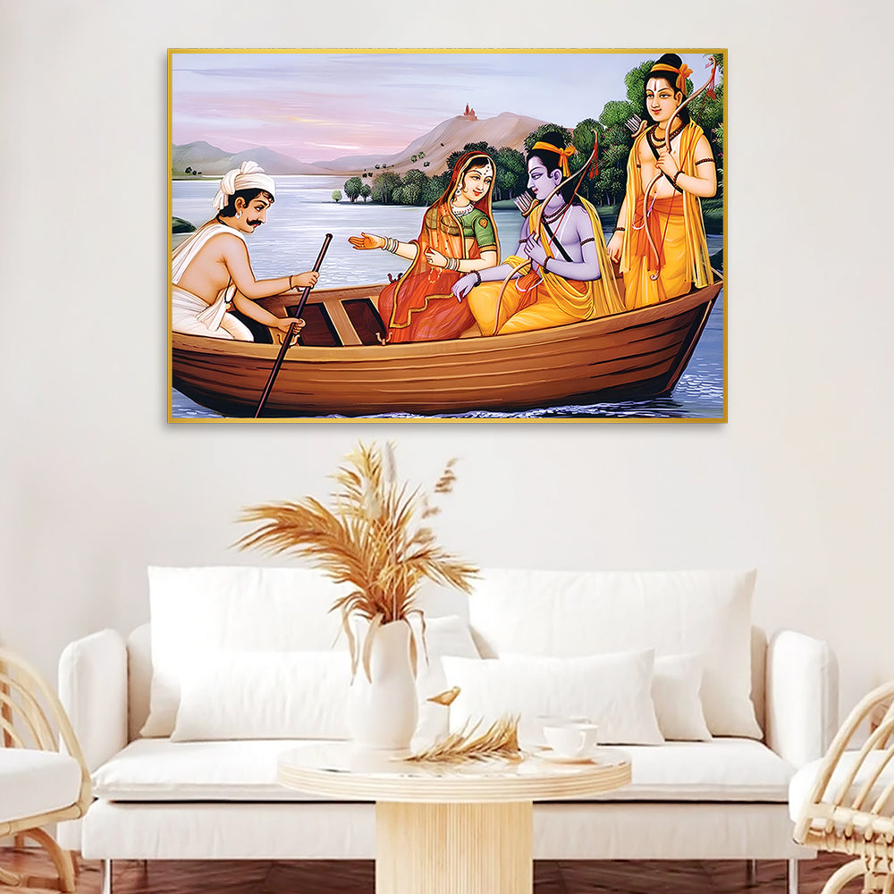 Glorious Shri Ram Meet Kewat Wall Art & Paintings