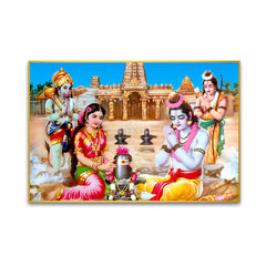 Glorious Shri Ram & Sita Worship to Lord Shiva Ji Wall Art & Paintings