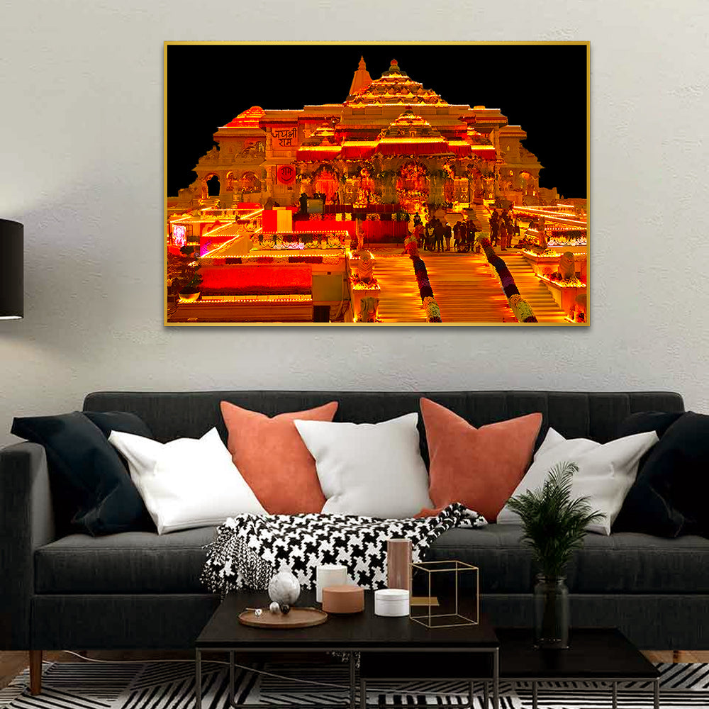 Beautiful Ajodhya Shri Ram Mandir Canvas Printed Wall Paintings