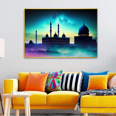 Beautiful Islamic Mosque Night Background For Ramadan Kareem Eid Mubarak Wall Paintings & Wall Art