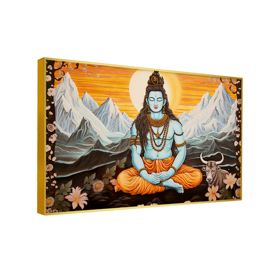 Premium Lord Shiva with Nandi Canvas Wall Paintings