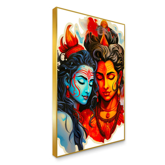 Divine Lord Shiva With Parvati Canvas Wall Paintings