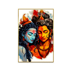 Divine Lord Shiva With Parvati Canvas Wall Paintings