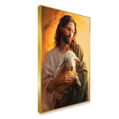 Jesus Christ and Lamb Canvas Wall Painting & Wall Arts