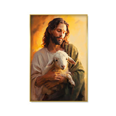 Jesus Christ and Lamb Canvas Wall Painting & Wall Arts