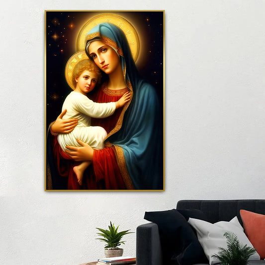 Saint Virgin Mary With Child Jesus Canvas Wall Paintings & Arts