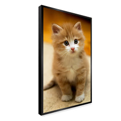 Cute Brown Cat Face Canvas Printed Wall Paintings & Arts