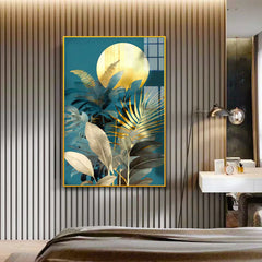 Abstract Golden Plant Leaves Picture Acrylic Wall Paintings & Arts Clearance Sale