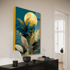 Abstract Golden Plant Leaves Picture Acrylic Wall Paintings & Arts Clearance Sale